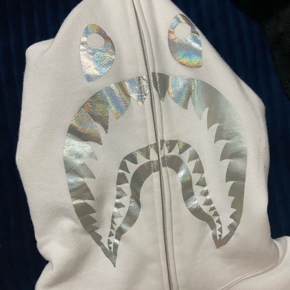 White bape foil hoodie